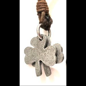 St. Patrick's clovers new without tag - faux leather necklace